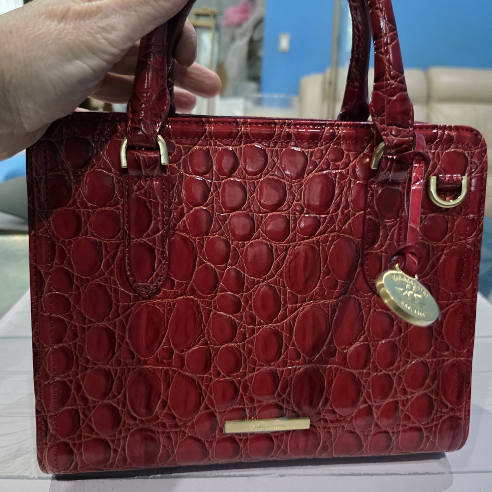 Brahmin Elegant Red Croc-Embossed Handbag
